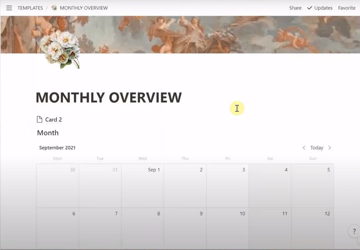 Notion app working screen